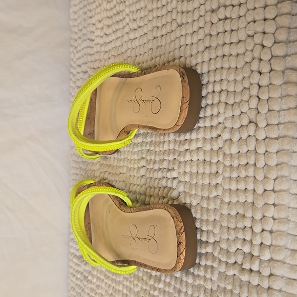 Jessica Simpson Embellished Neon Double Strap Slide Sandals size 7 - Picture 3 of 5
